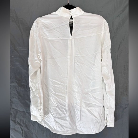 A.L.C. White Silk Blouse Wrap Keyhole Billowy Size Medium - Picture 2 of 6